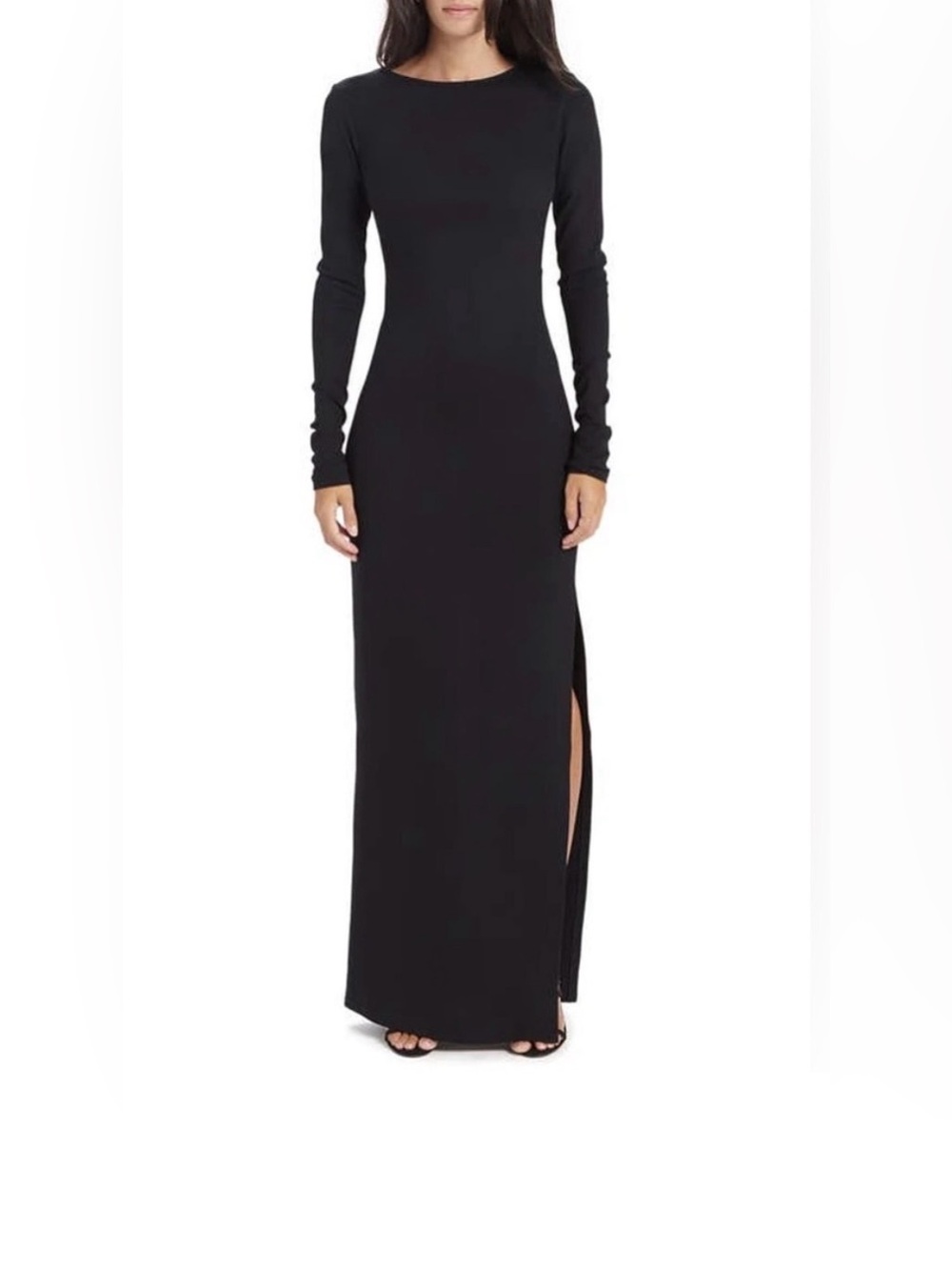 NWT Marcella Roxanne Long Sleeve Ponte Gown in Black size L